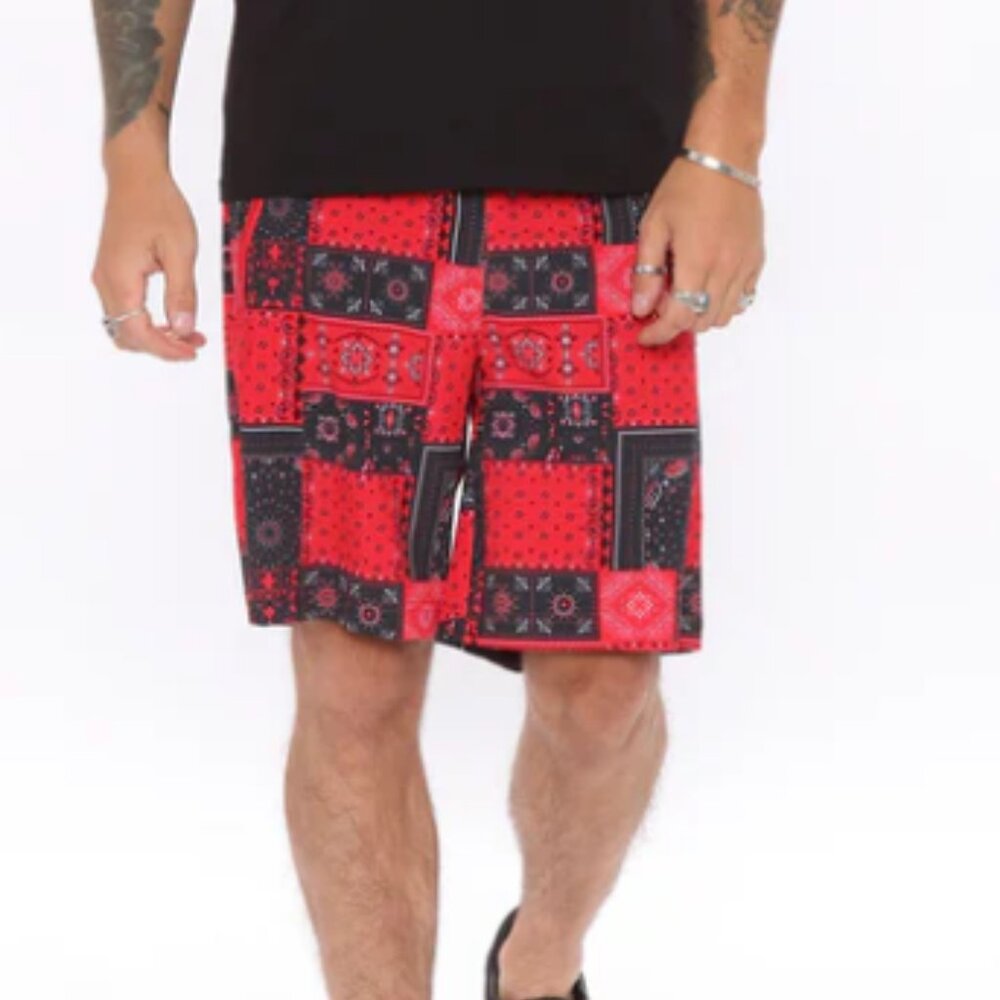 Copenhagen Drawstring Shorts - Red/Black - Nova Men - NWT